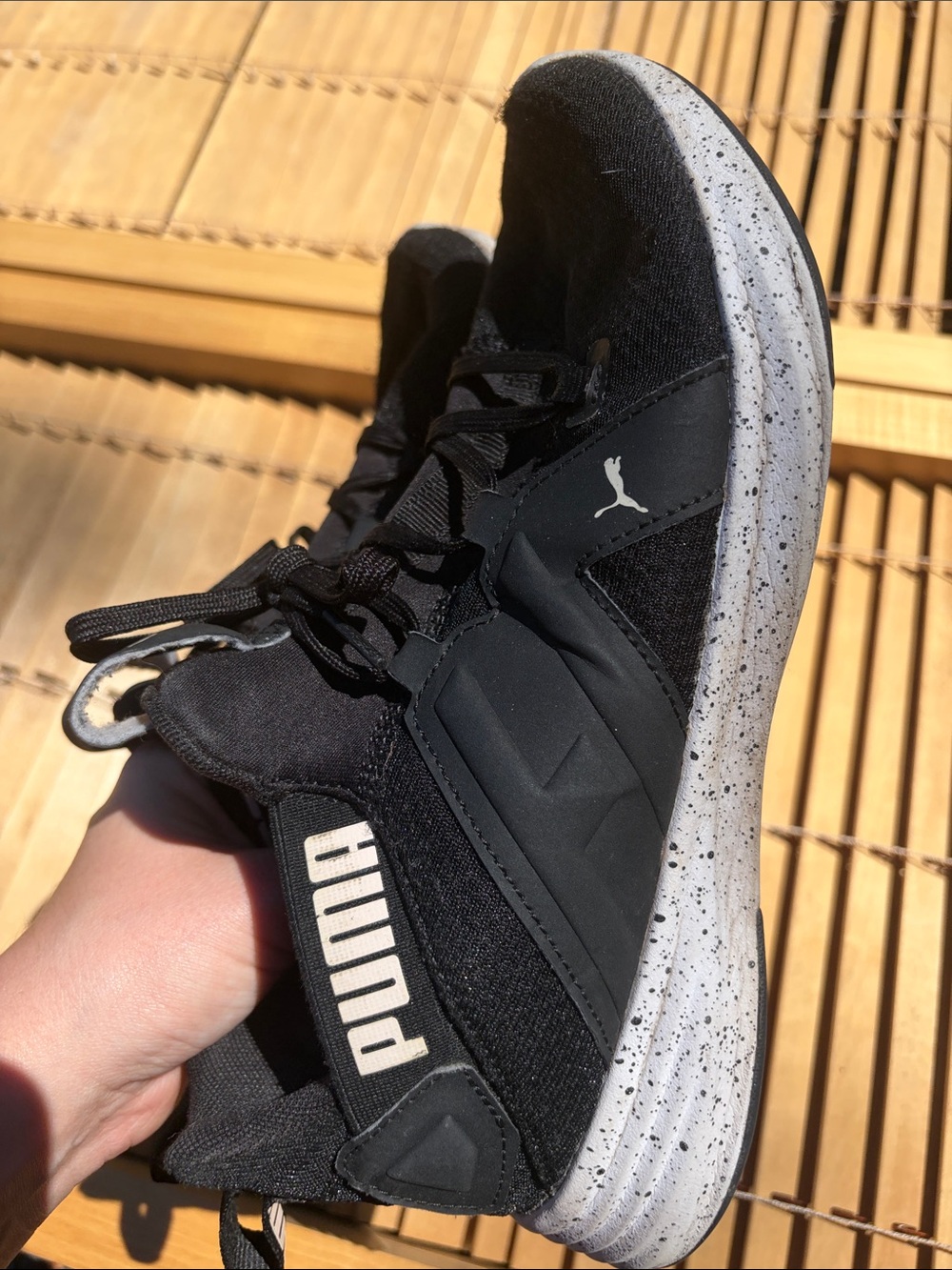 Puma Black Athletic Sneakers with White Speckled Soles - Picture 5 of 8
